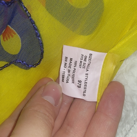4/$18 Butterfly Print Yellow Swim Coverup - Picture 4 of 5